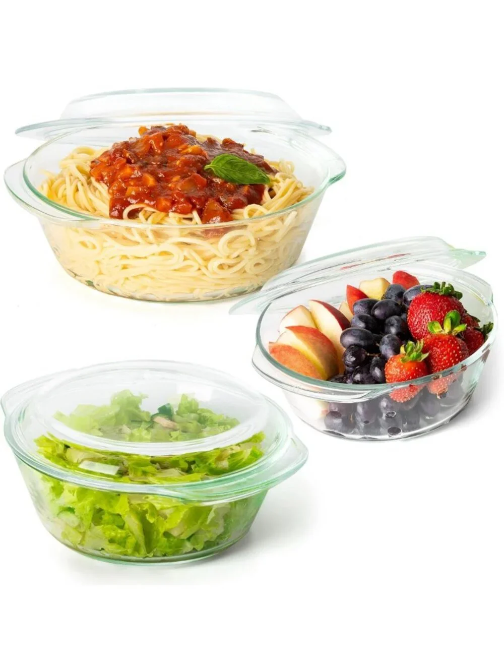 Clear Glass Casserole Dish Set with Lids | Baking Dishes for Kitchen & Meal Prep